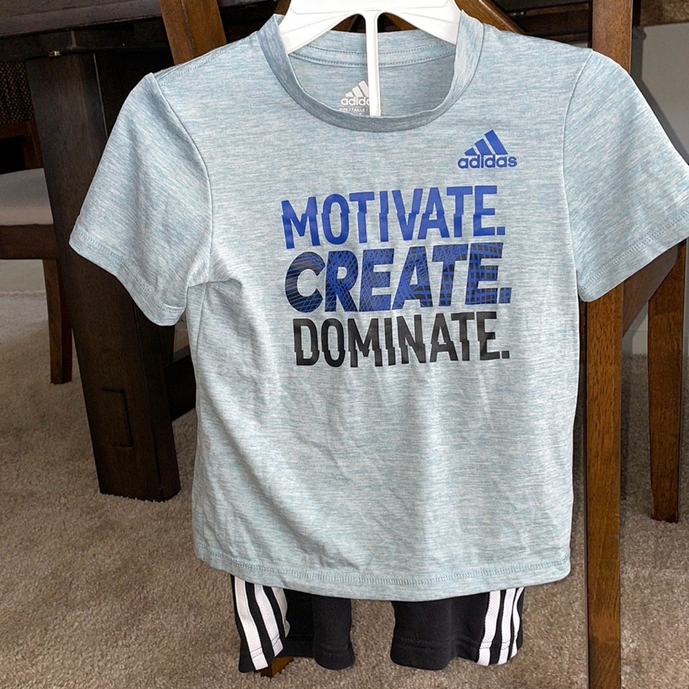Adidas Boys Matching Set Blue&Black Size 4 “Runs Big” like 5